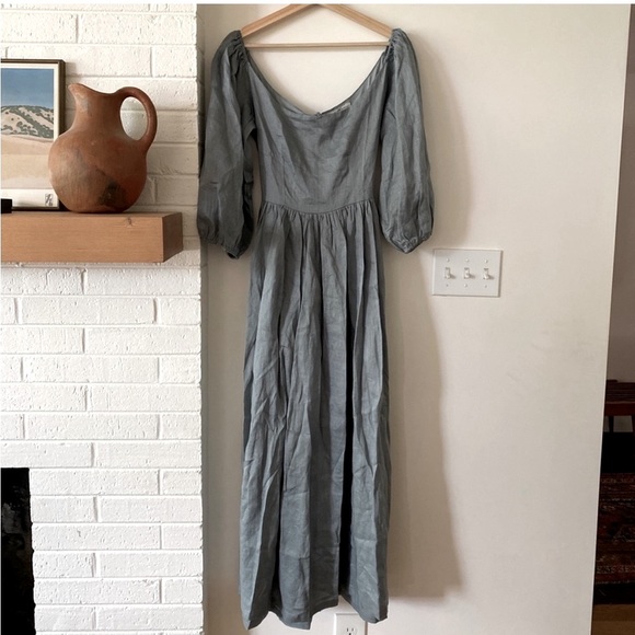Kara Thoms Bellflower Dress in Chambray Linen- Size L - Picture 6 of 16